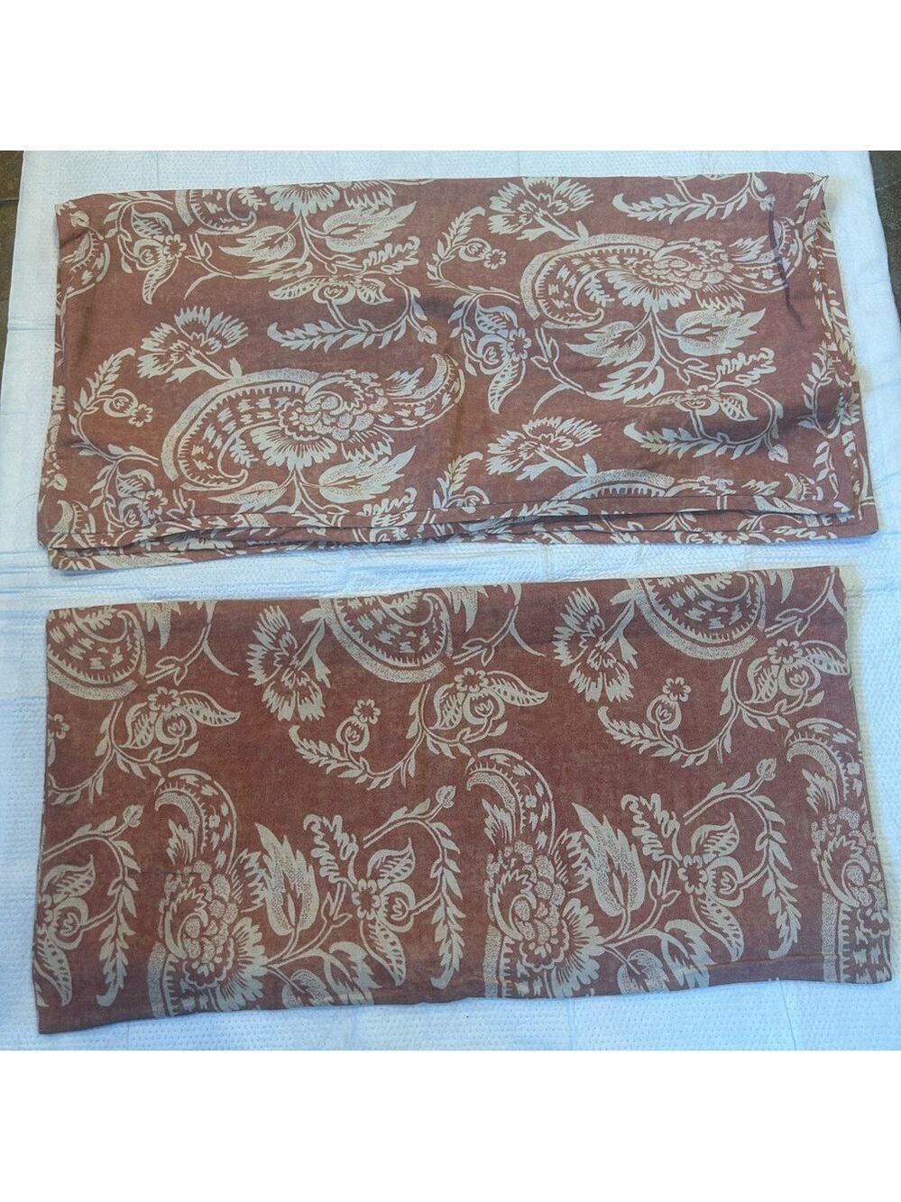 Pottery Barn Floral Paisley Linen Cotton Pillow Shams King Set of 2 Cottage Core